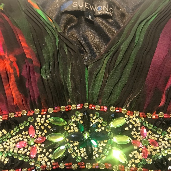 💫Sue Wong Nocturne Dress Beaded Gems Cross Back 8 - Picture 4 of 7